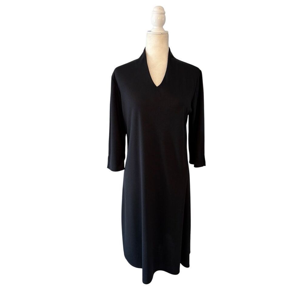 Susan Graver Liquid Knit black long sleeve a-line dress - S